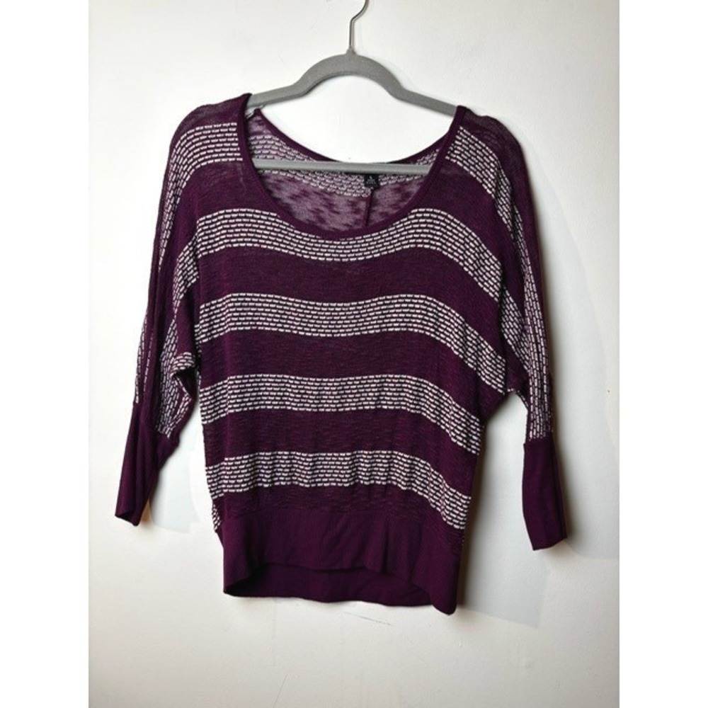 Living Doll Womens Size L Purple Striped Dolman Sleeve Layering Top Dark Gothic